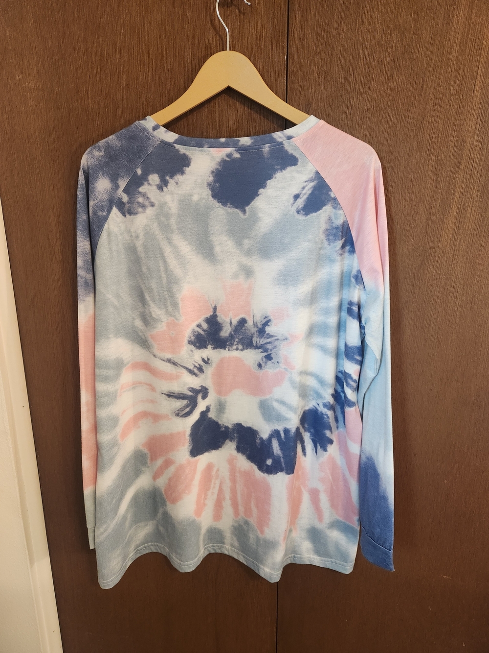Tie-Dye Long Sleeve Tee — Pink & Blue - Picture 3 of 3